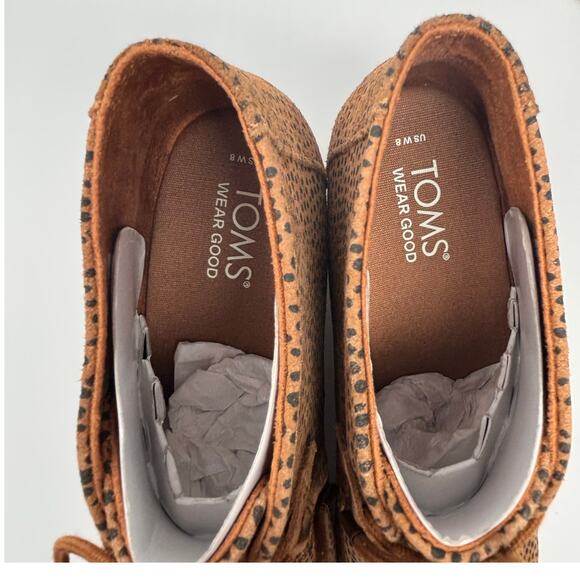 TOMS Women's Kala Desert Wedge Mini Cheetah Suede Bootie Size 8 NEW - Picture 8 of 10